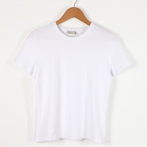 Beyaz Pamuk Fitted Fit Basic T-Shirt